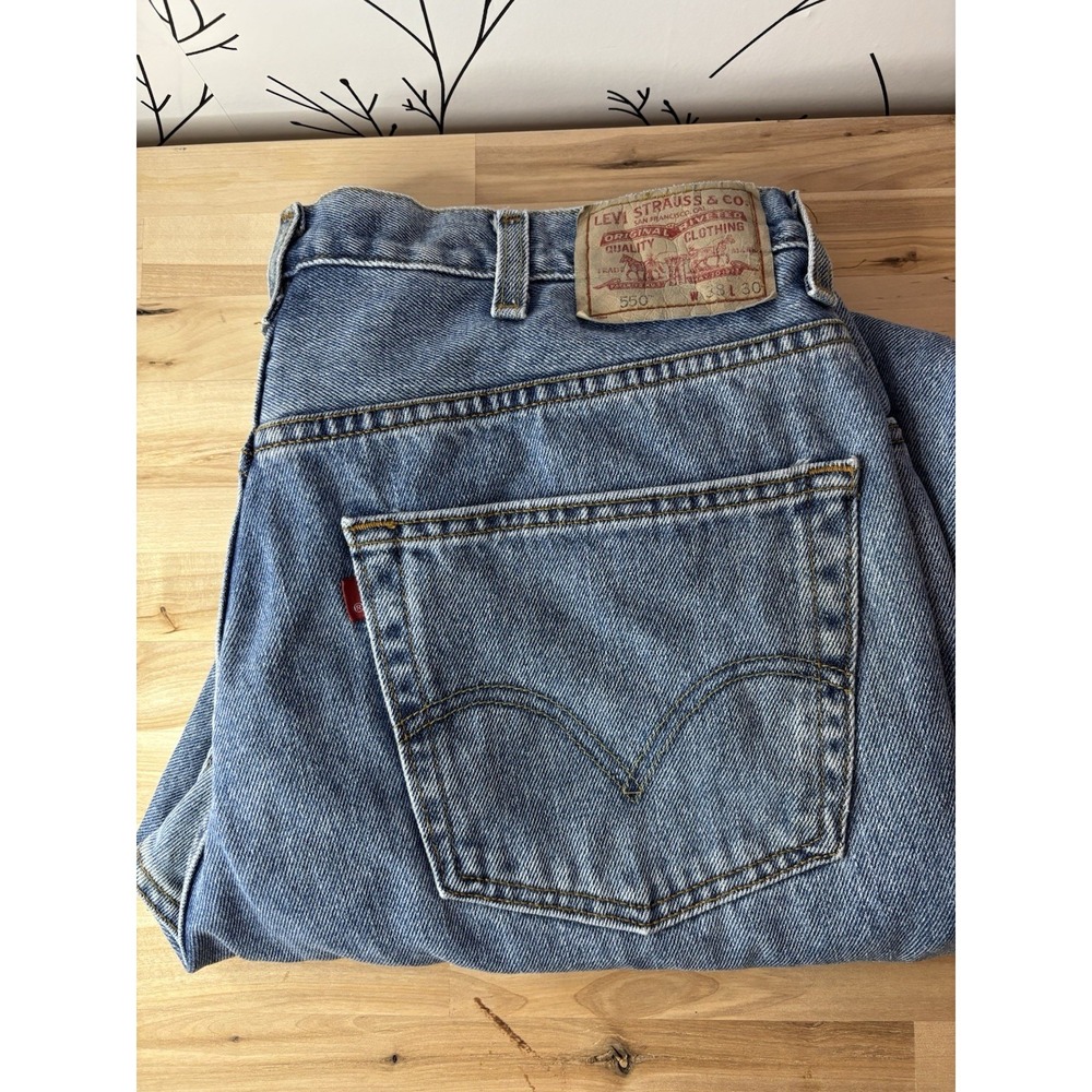 Levi's Men 38x30 Relaxed Fit 550 Straight Jeans Blue Denim 100% Cotton